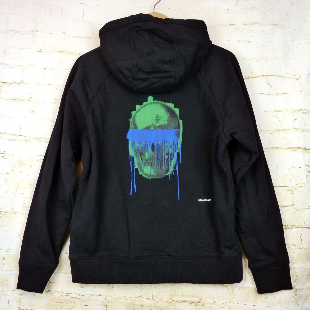 Unlabeled by Anna Petrosian Skull Drip Hoodie Womens S Black Relaxed Rock Punk